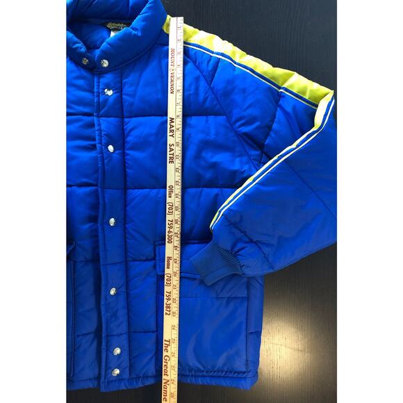 Vintage 1970’s Puffer Jacket Swingster Michelin Arctic Blue w/Yellow Mens Large - Picture 12 of 12